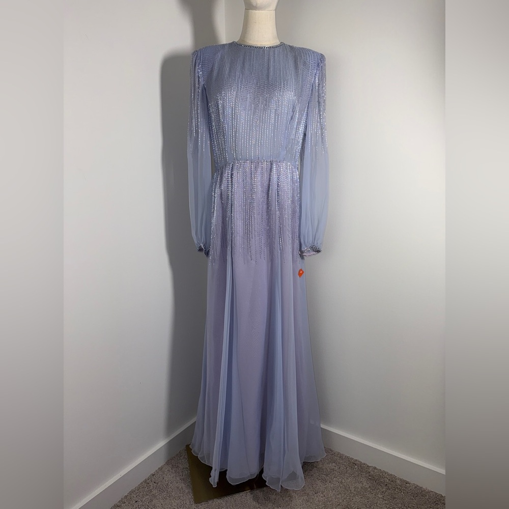 RARE VINTAGE 1960s VICTORIA ROYAL LTD.  silk organza beaded evening GOWN